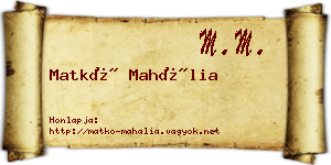 Matkó Mahália névjegykártya